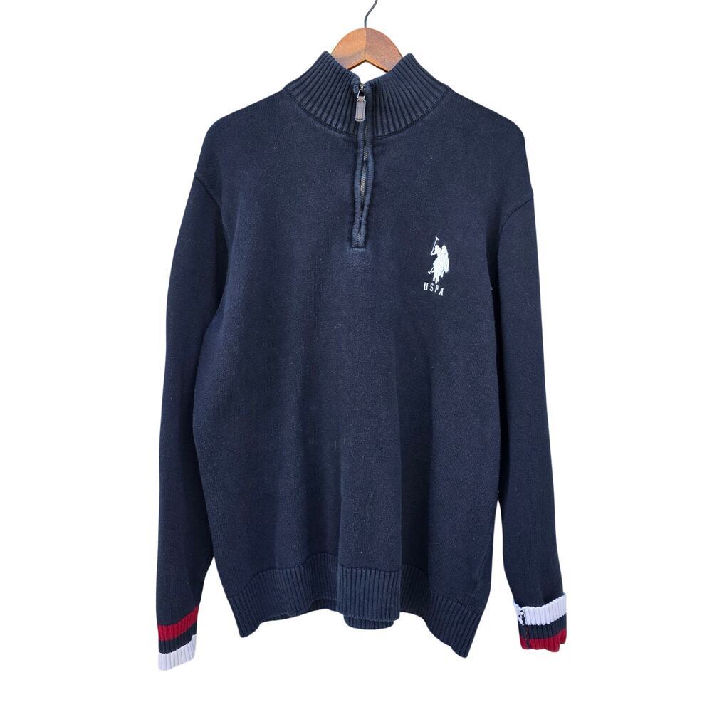 U.S. Polo Assn. 1/4 Zip Pullover Sweater Navy Blue Size XLT